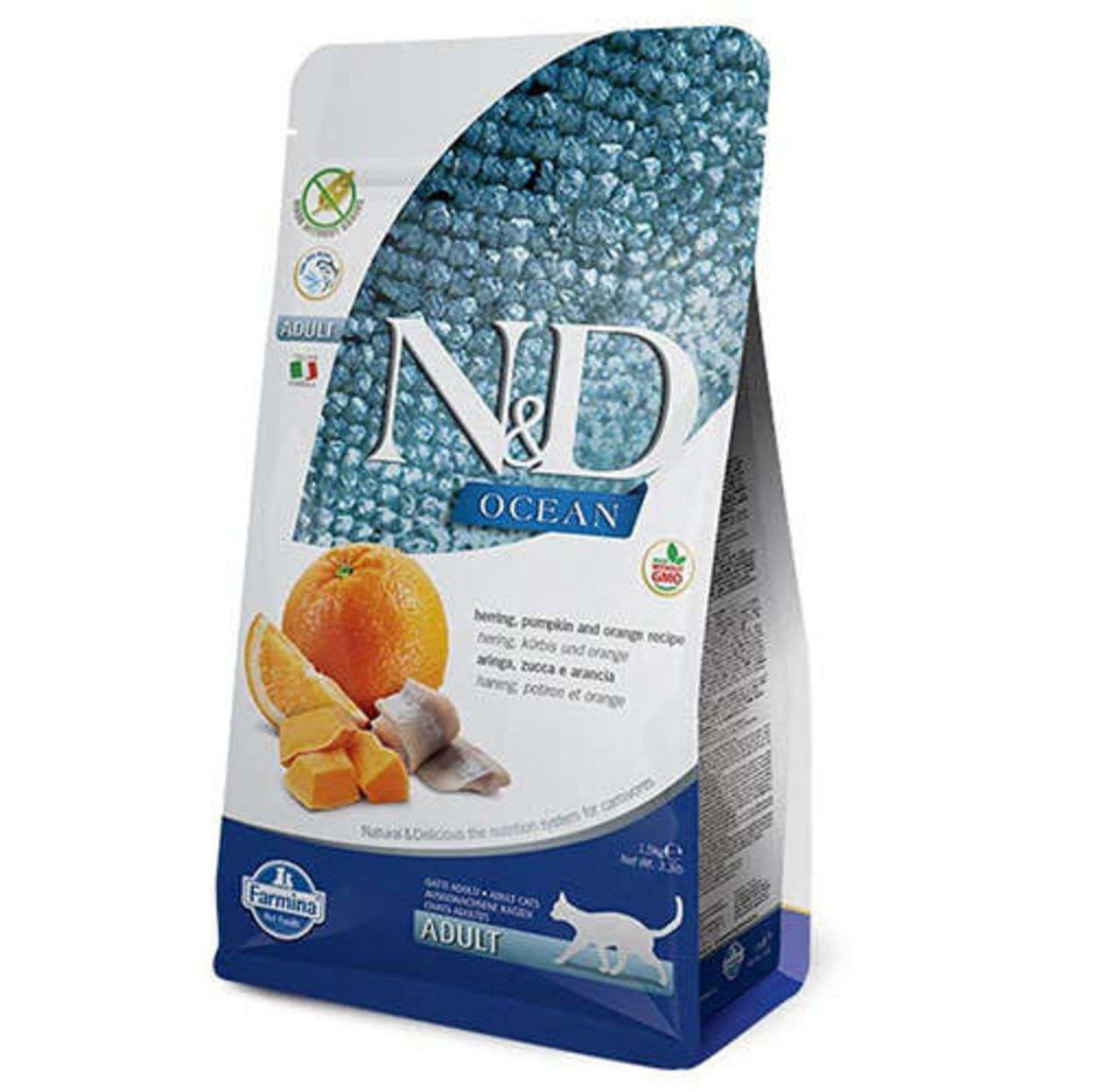 ND Ocean Tahılsız Balık Portakal ve Balkabaklı Kedi Maması 1,5 Kg